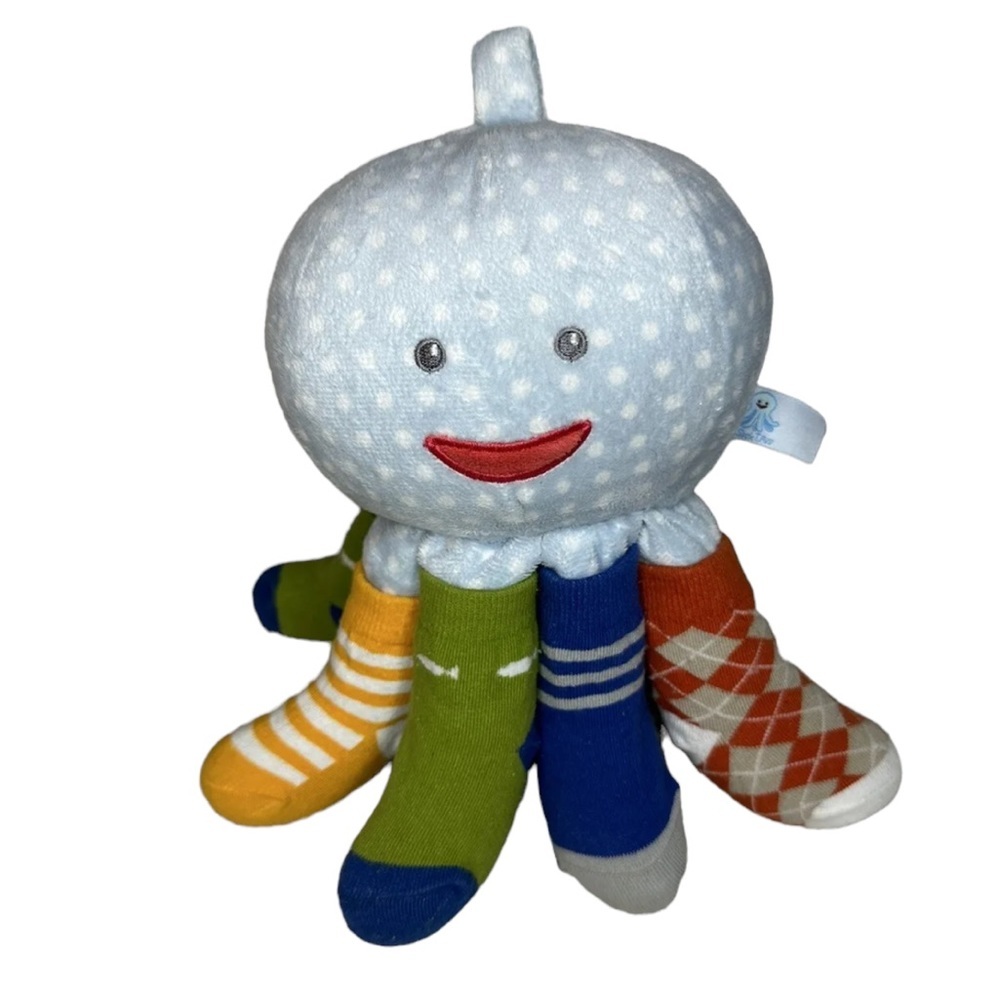 Baby Aspen Blue Mr. Sock T. Pus Plush Octopus with 4 Pairs of Socks (C136)